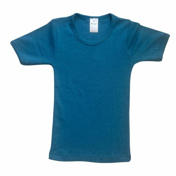Wolle-Seide T-Shirt für Kinder - Sommerwolle - Lilinki Hocosa blau