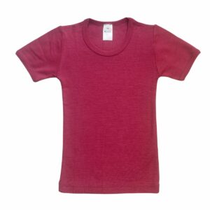 Wolle-Seide T-Shirt für Kinder - Sommerwolle - Lilinki Hocosa Rubinrot